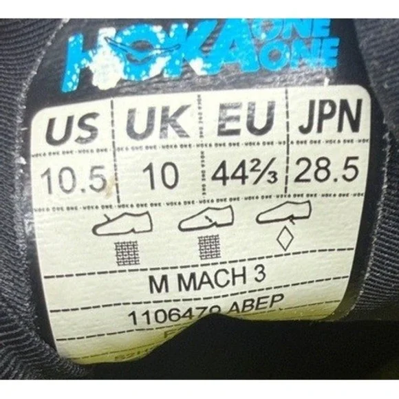 Hoka One One Mach 3 Mens Running Shoes Blue Yellow 1106479 ABEP Size 10.5 - Picture 7 of 7